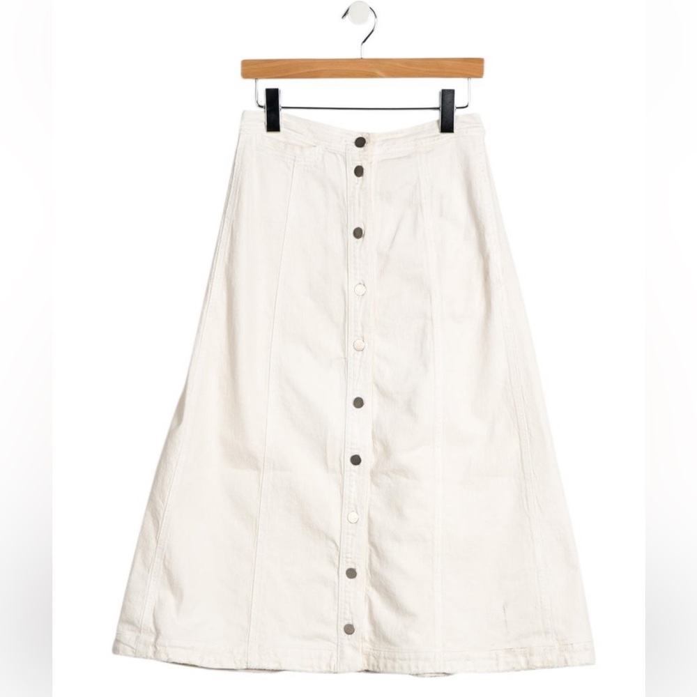 Rachel Comey Cream Denim Button-Front Midi Skirt